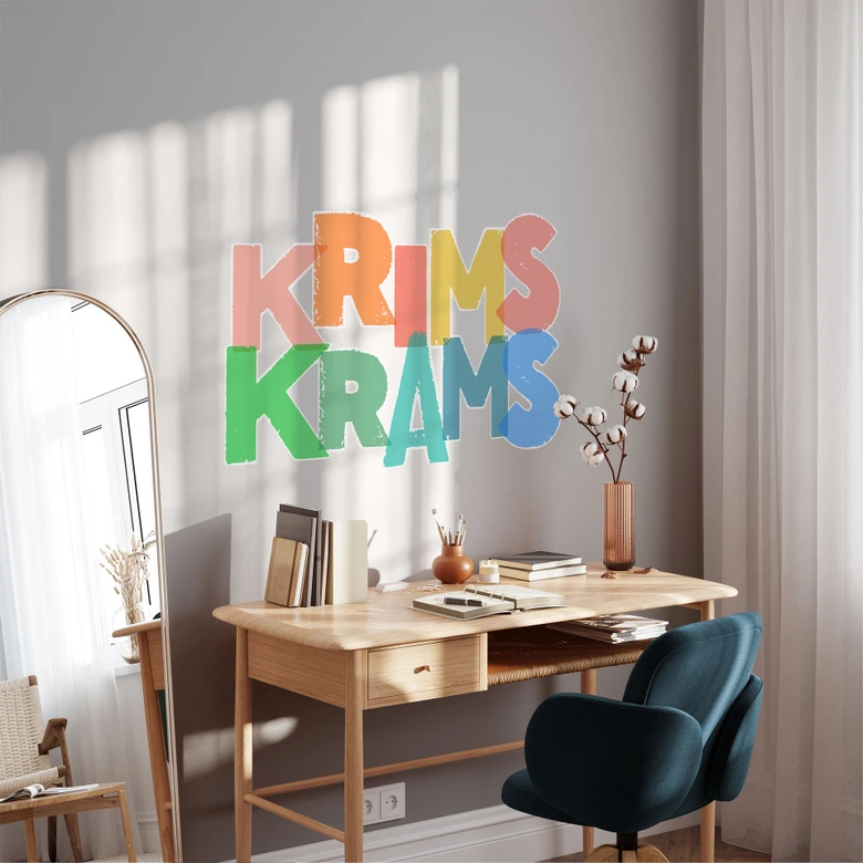 Adesivo murale Krimskrams - scritte colorate in look used 