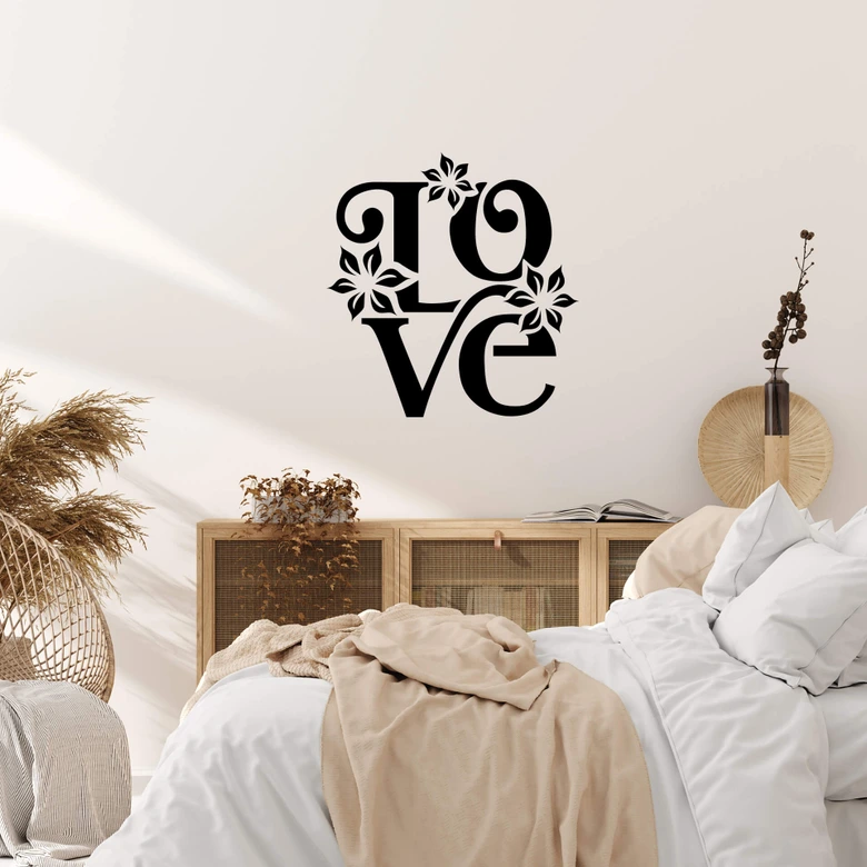Wall sticker Love with flower decoration 
