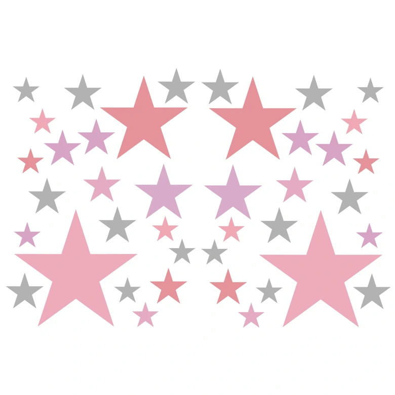 Wall sticker set Stars - Pink & Grey 