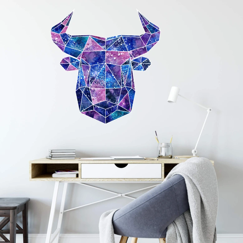 Wandtattoo Polygon Galaxie Stierkopf 