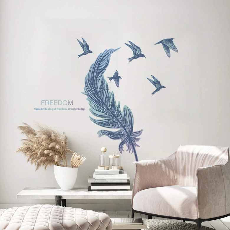 Sticker mural Freedom - Plume et oiseaux 