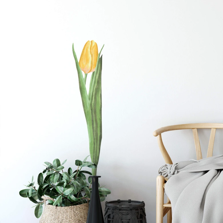 Wandtattoo Tulpe gelb Watercolor 