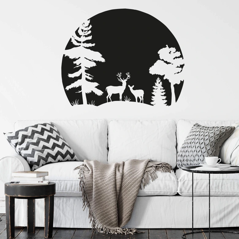 Wallsticker -  Skovsilhuette - rund 