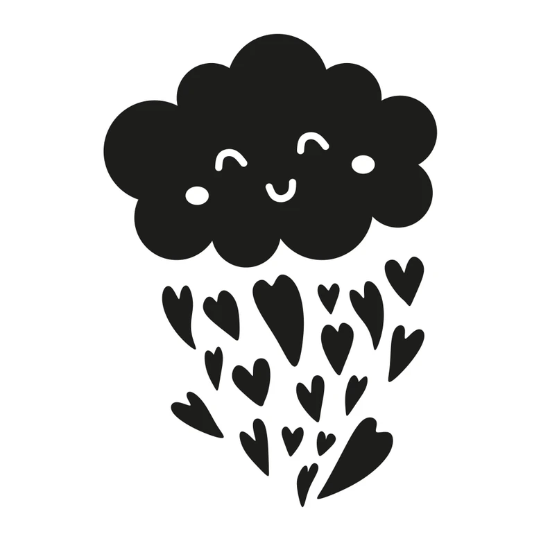 Muursticker Wolken met Hartendruppels 