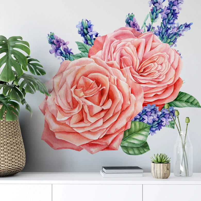 Wandtattoo Rosen Harmonie rosé XXL 