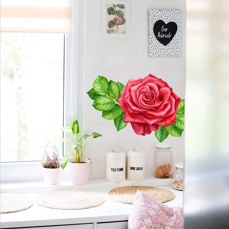 Wandtattoo - Rote Rose XXL 