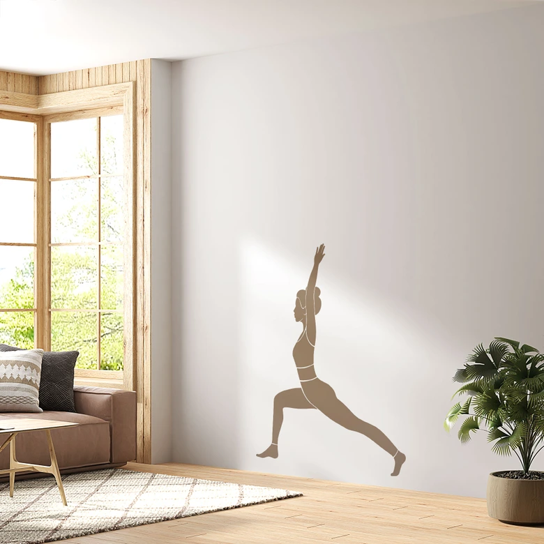 Wandtattoo Yoga Krieger Silhouette einfarbig 