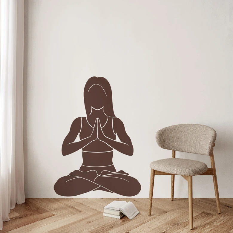 Wandtattoo Yoga Lotus Silhouette einfarbig 