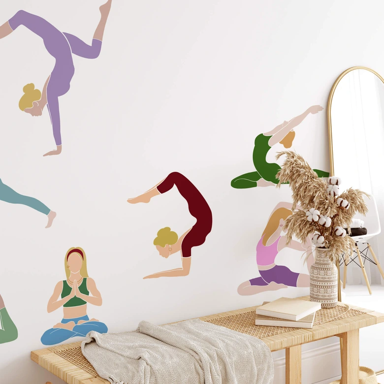 Wandtattoo Yoga Set (8-teilig) 