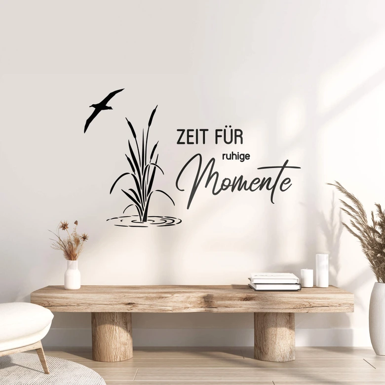 Spruch Wandtattoo zum Entspannen - Zeit für ruhige Momente 