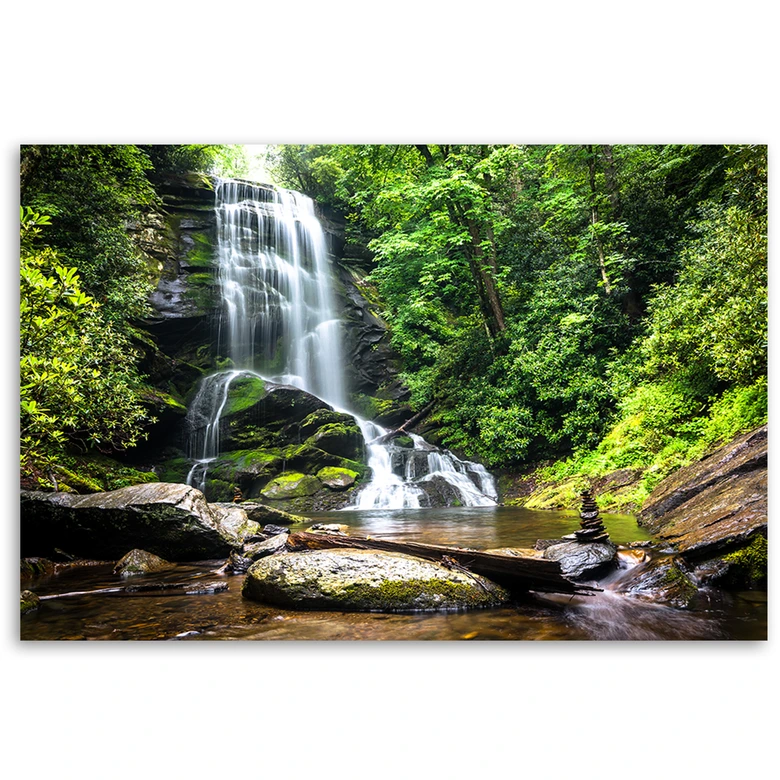 Leinwandbild, Wasserfall im grünen Wald 