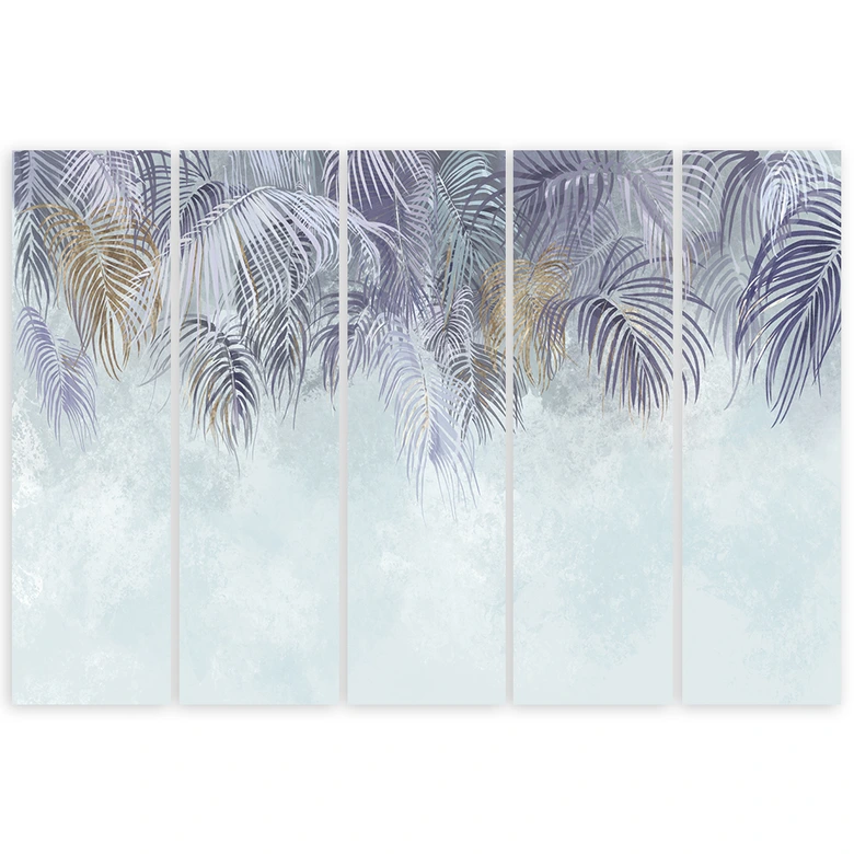 Canvas print 5 stuks, palmbladeren 