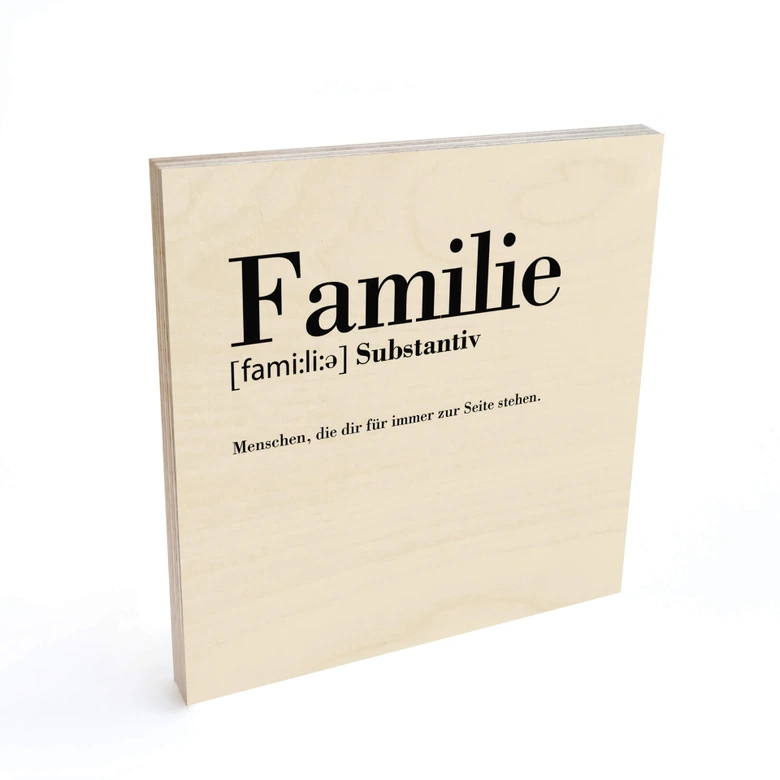 Holzbild Grammatik - Familie - Quadratisch 