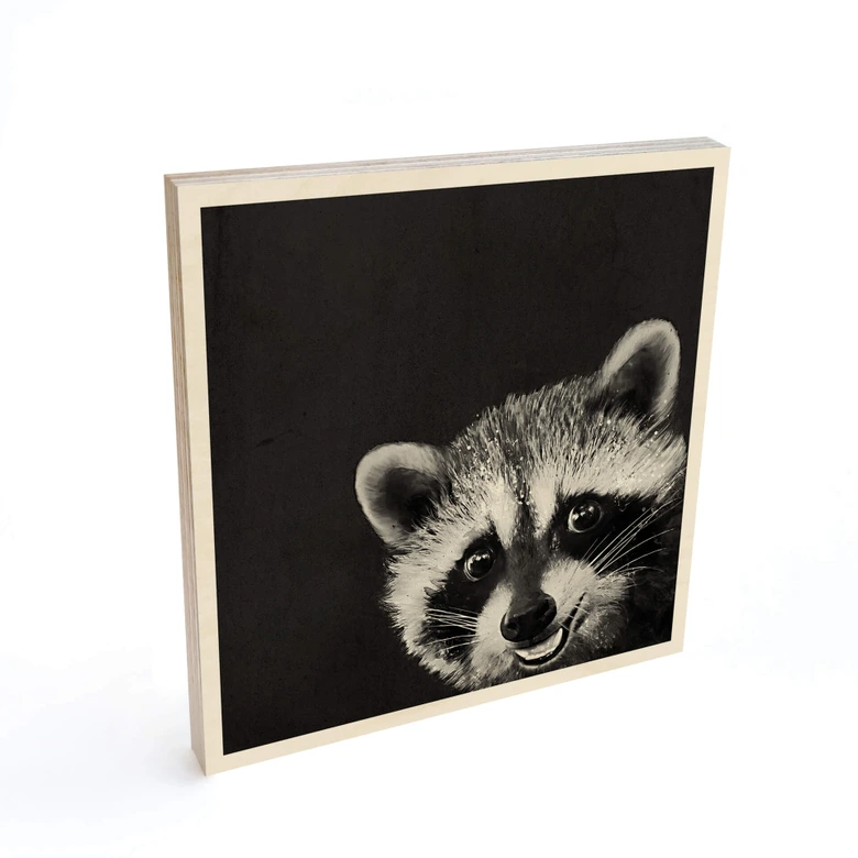 Holzbild Graves - Racoon - Quadratisch 