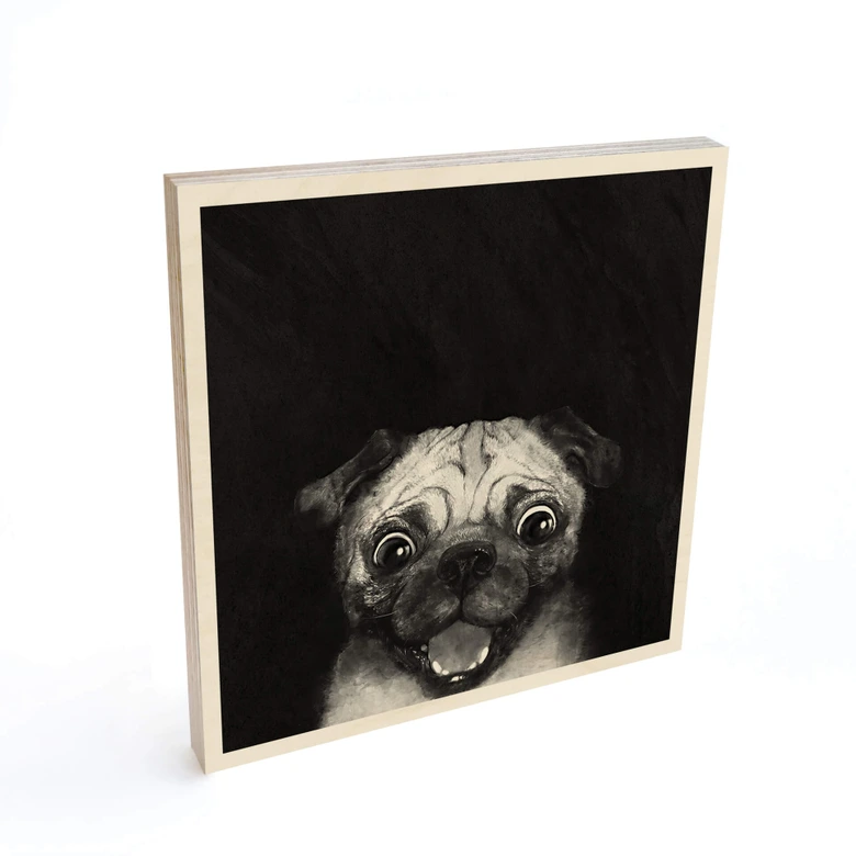 Holzbild Graves - Snuggle Pug - Quadratisch 