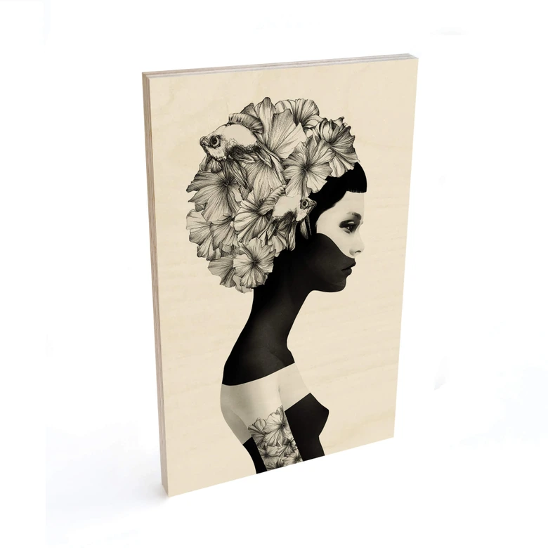 Holzbild Ireland - Marianna - Hibiskusblüten 