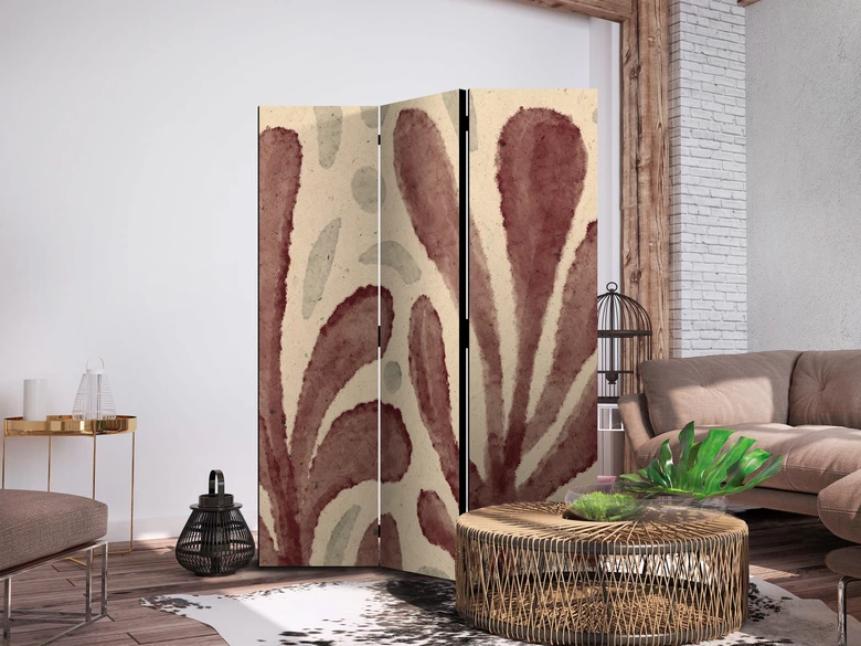 Paravent, Raumteiler freistehend, Trennwand - Waving Leaves - Matisse-Style Plants 