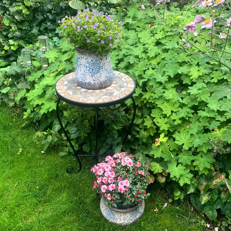 Plantentafeltje Rond Mozaiek Steentjes 