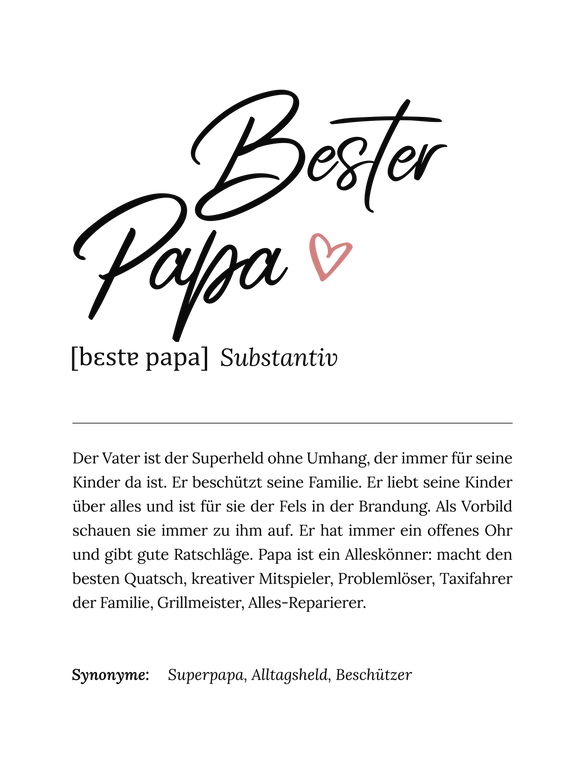 Personalisiertes Poster Definition - Bester Papa 