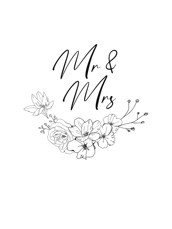 Personalisiertes Poster Mr & Mrs - Line Art 