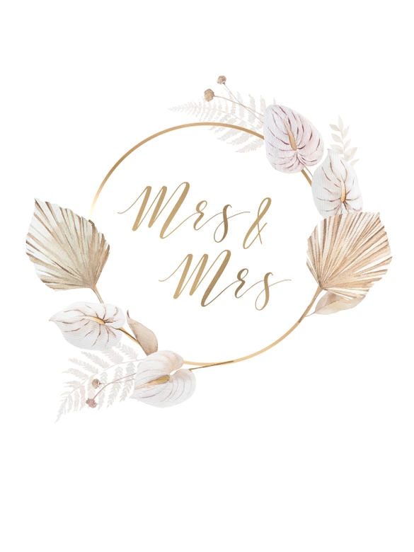 Personalisiertes Poster Mrs & Mrs - Gold 