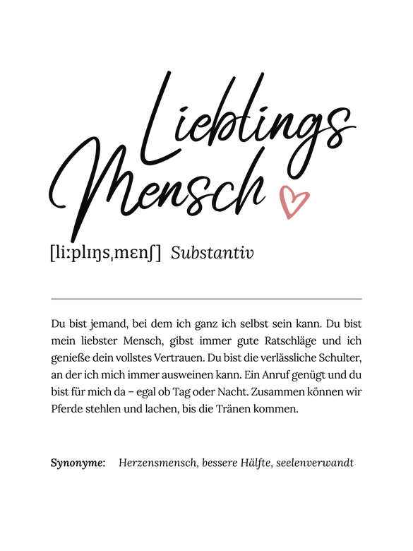 Personalisiertes Poster Definition - Lieblingsmensch 