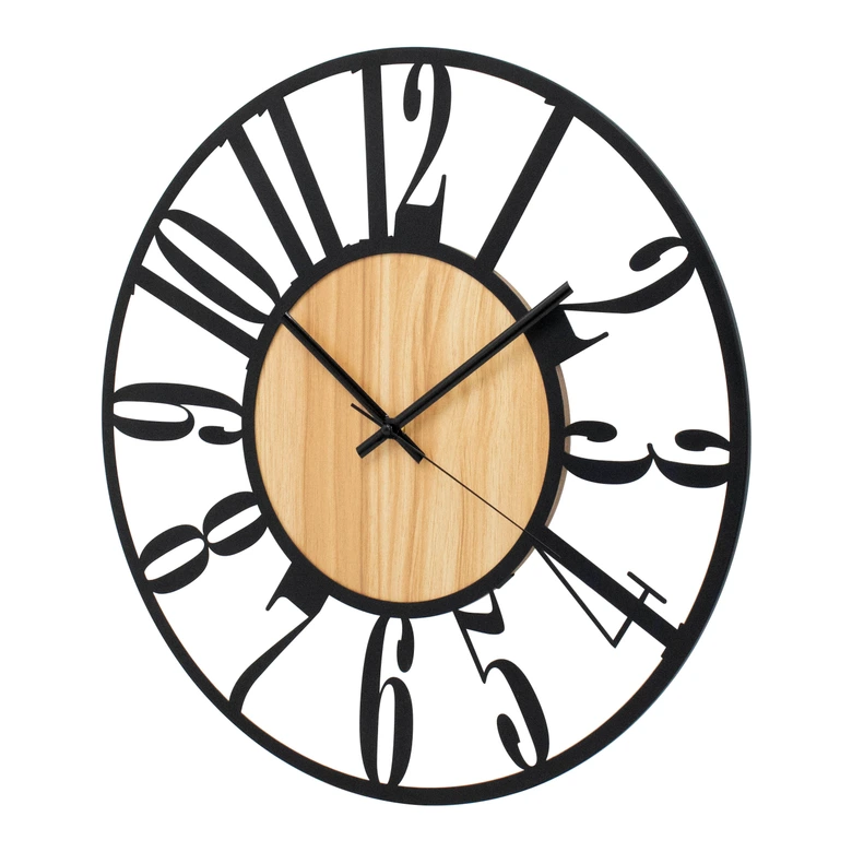 Orologio da parete di design Natural Contrast - orologio con aspetto in legno e numeri arabi Ø50 cm 