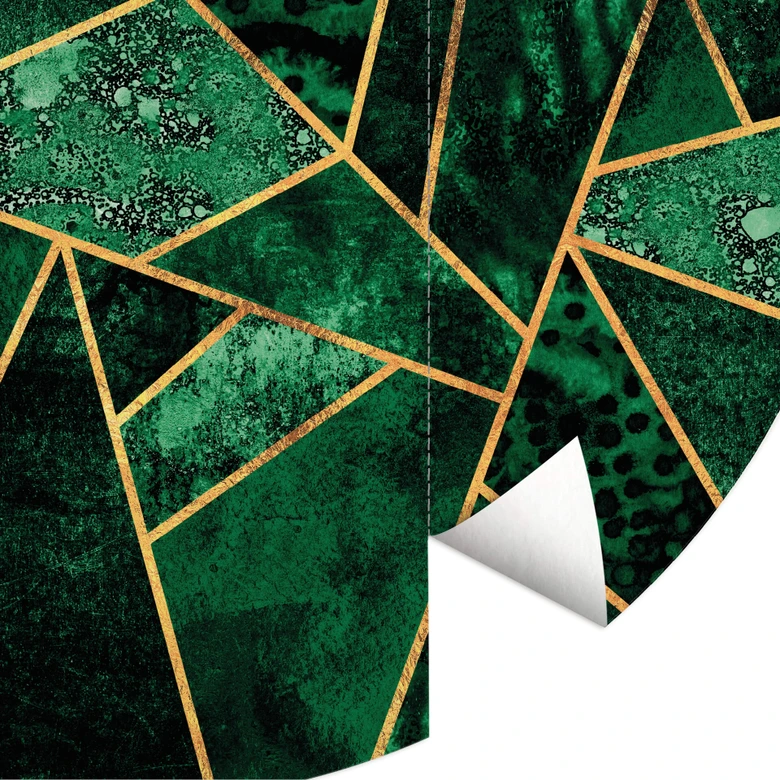 Round wall mural Fredriksson - Dark Green Emerald Abstract - non self-adhesive/self-adhesive wallpapers 