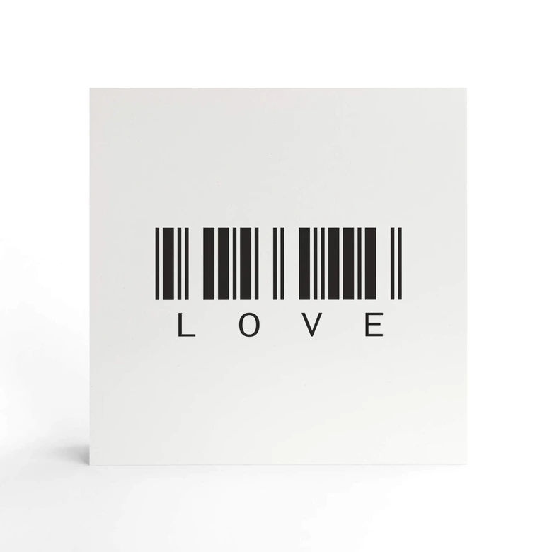 Bloc en bois à poser - Code barre - Love 