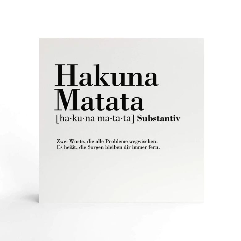 Holzbild zum Hinstellen - Grammatik - Hakuna Matata - 15x15 cm 