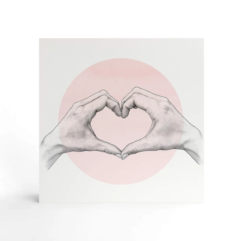Holzbild zum Hinstellen - Graves - Heart in Hand - 15x15 cm 