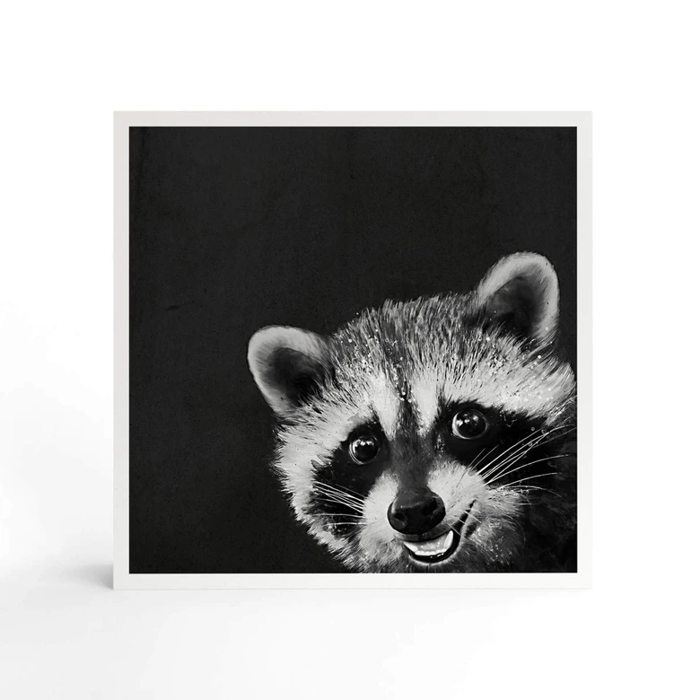 Holzbild zum Hinstellen - Graves - Racoon - 15x15 cm 