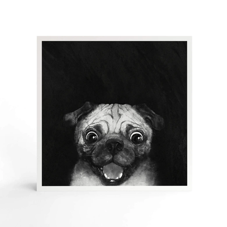 Wood Print to put up - Graves - Snuggle Pug - 15x15 cm 