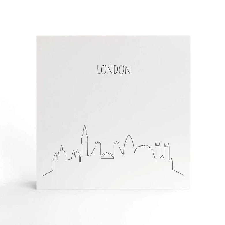 Holzbild zum Hinstellen - Skyline London Outline - 15x15 cm 