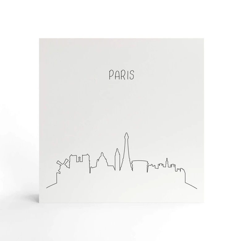 Billede af træ til at sætte op - Skyline Paris Outline - 15x15 cm 