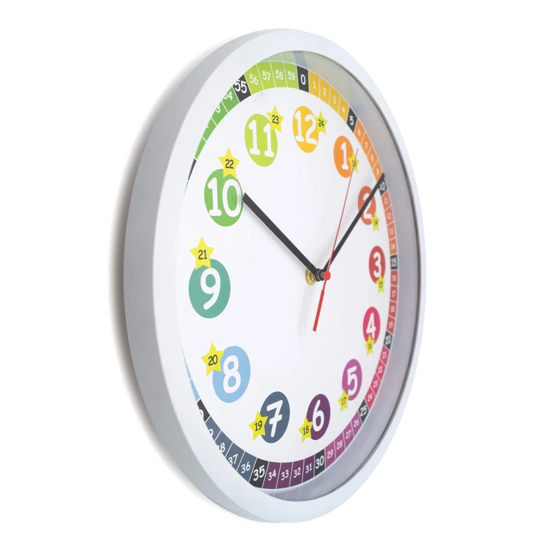 Farbenfrohe Wanduhr Kinder, bunt | rund | Ø30 cm 