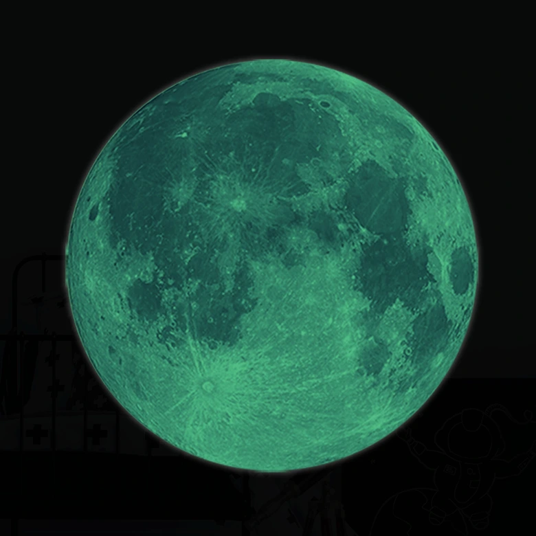 Glow in the Dark Muursticker Maan 