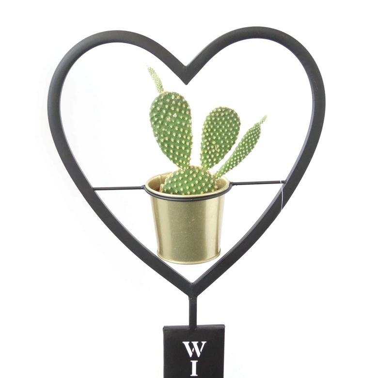 Gartendeko Welcome Herz mit Blumentopf Metalldeko - 73x34x36 cm 