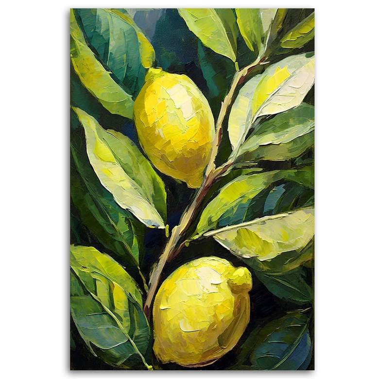 Canvasbillede, citroner akryl håndmalet 