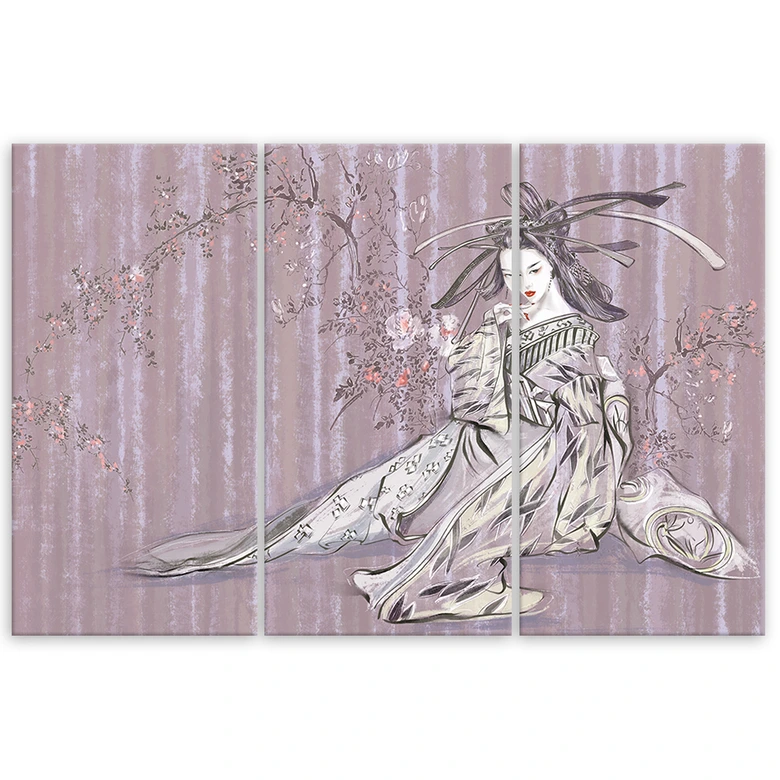 Leinwandbild 3 teilig, Traditioneller japanischer Geisha 