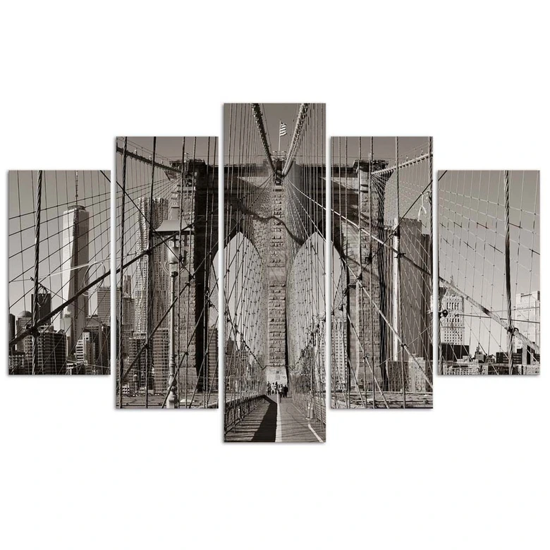 Leinwandbild 5 teilig, Brooklyn-Brücke New York 