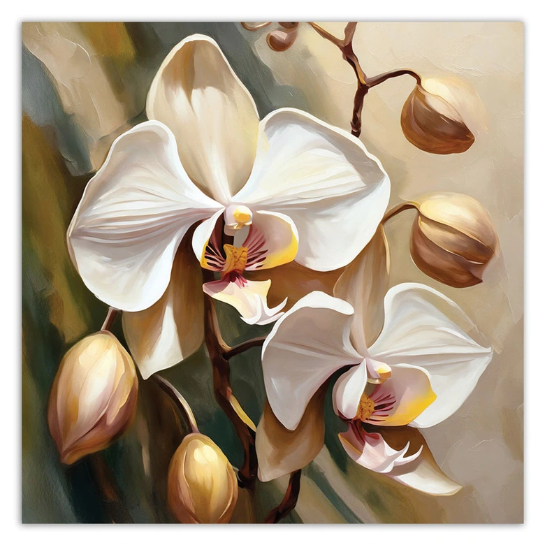 Leinwandbild Beige gemalte Orchidee 