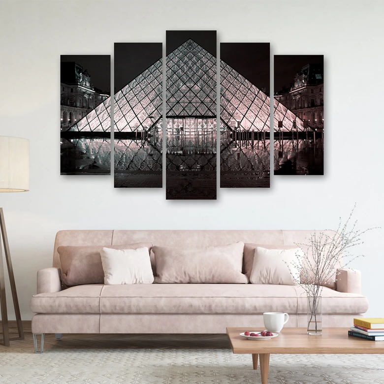 Leinwandbild 5 teilig, Louvre Paris Frankreich 