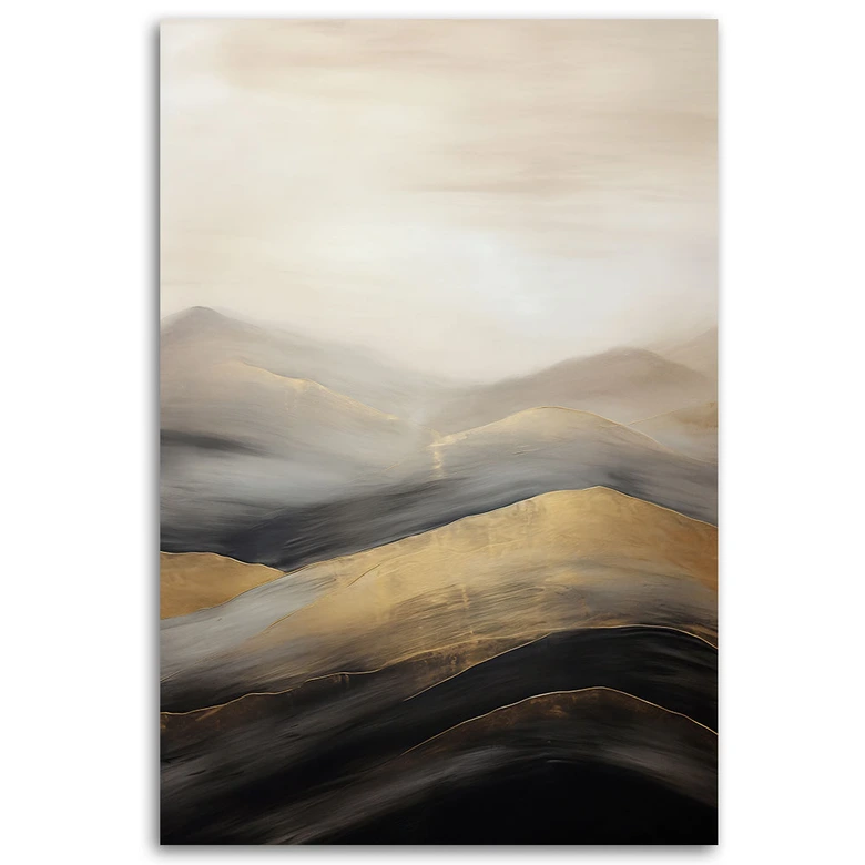 Canvasbillede, Beige boho-bjerge 