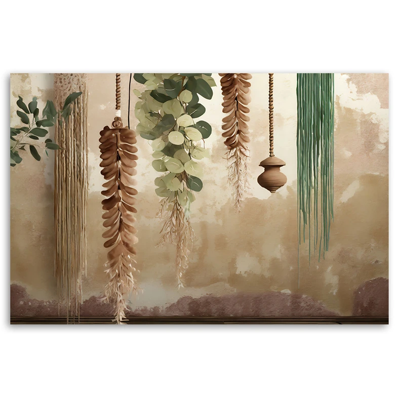 Leinwandbild, Hängende Blätter Scandi Boho 