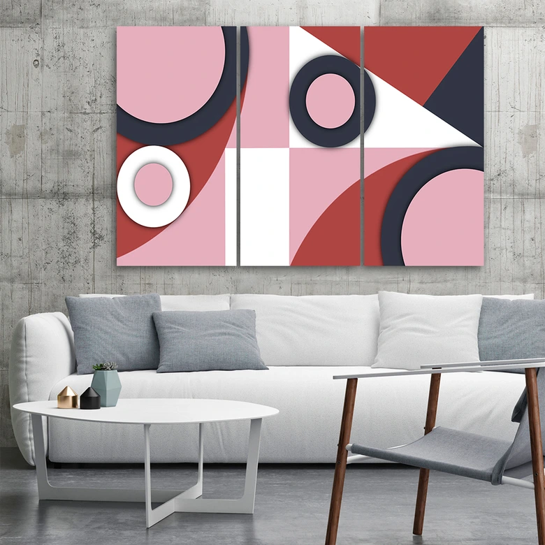 Leinwandbild 3 teilig, Geometrische Abstraktionsformen 