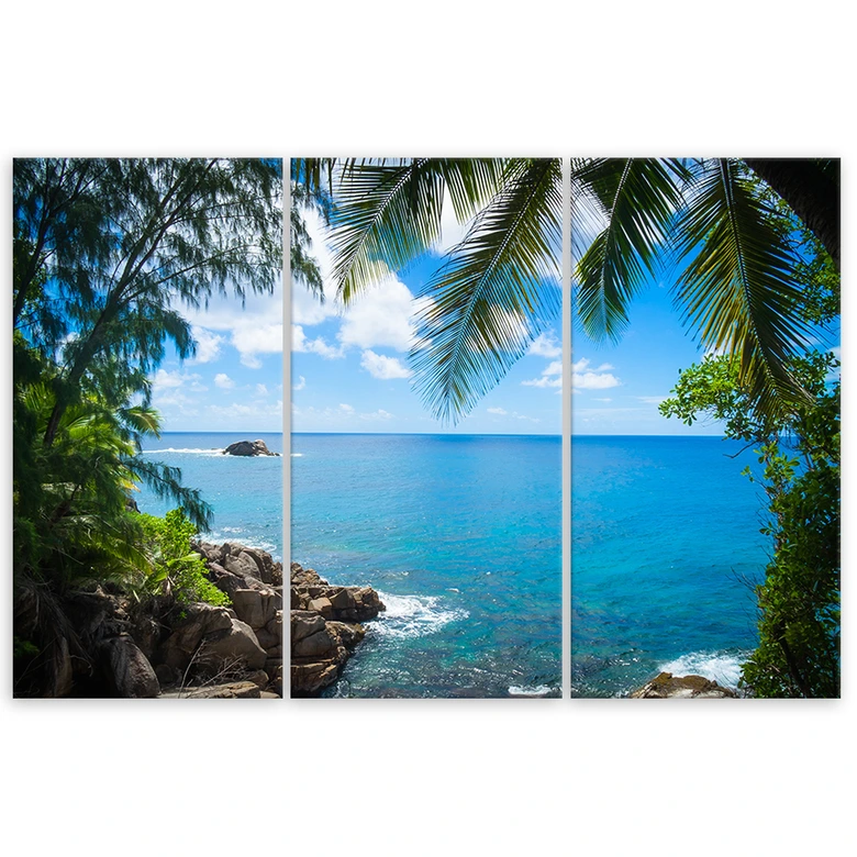 3 stykke lærred Print Tropical Beach Palm Trees Island 