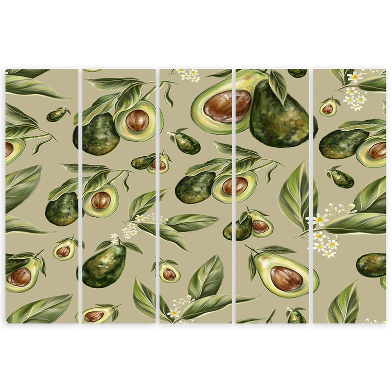 Leinwandbild 5 teilig, Avocado -Hälften 