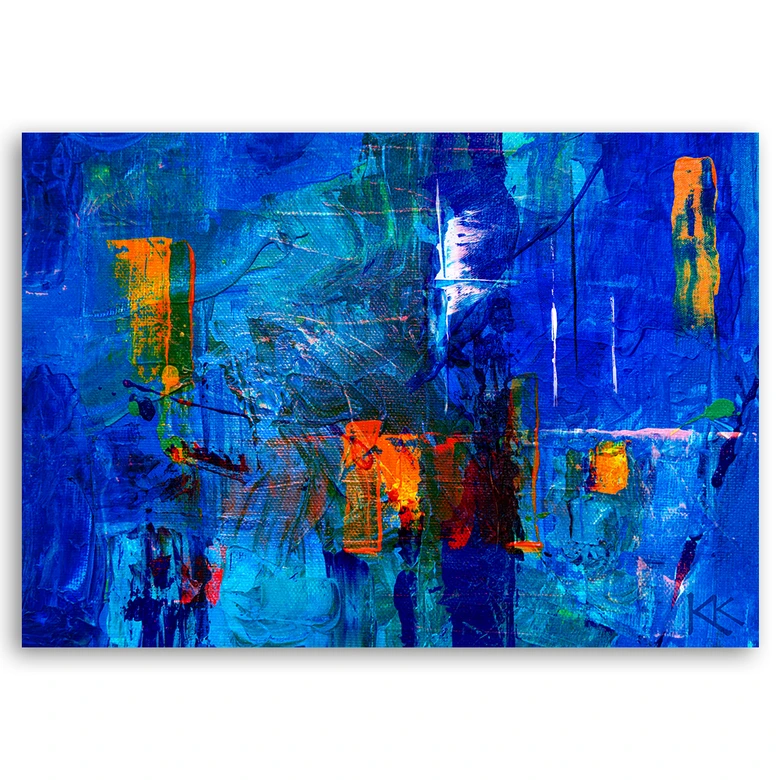 Leinwandbild, Blau Abstrakt wie gemalt 