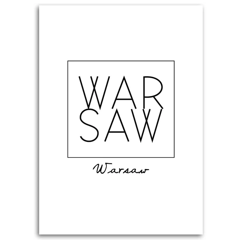 Leinwandbild, Grafik mit der Aufschrift Warschau 